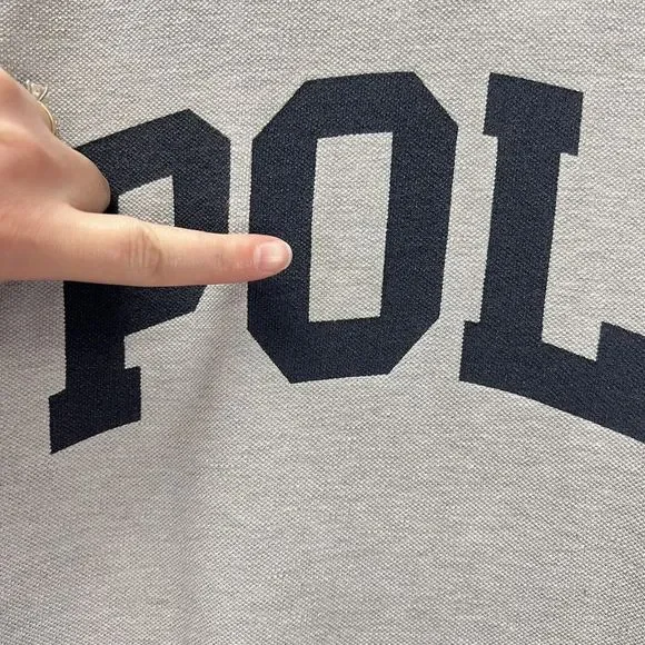 Polo Sport Vintage Ralph Lauren Large Logo Made in USA Grey Polo Shirt M - Picture 10 of 10